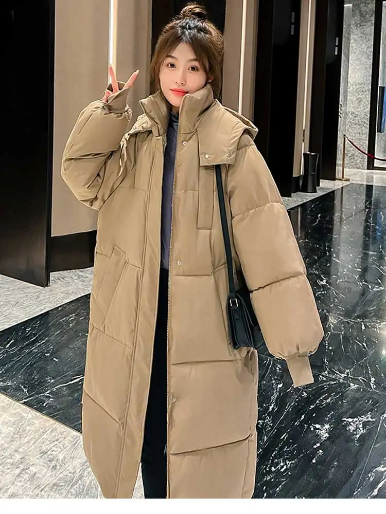 -30 degrees Winter Women Hooded Parkas X-long Jackets Casual Thick Warm Windproof Coat Female Outwear Long Streetwear Size 3XL