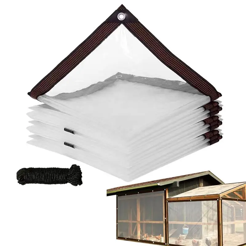 

Heavy Duty Transparent Tarp waterproof PVC Tarpaulin with Metal Eyelets Greenhouse Covering Supplies with grommets and ropes