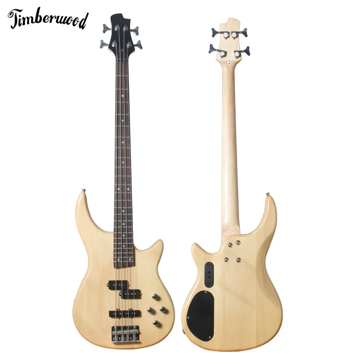 

Wholesale OEM Custom 4 strings musical instrument bass guitar in natural wood color electric bass guitar for sale