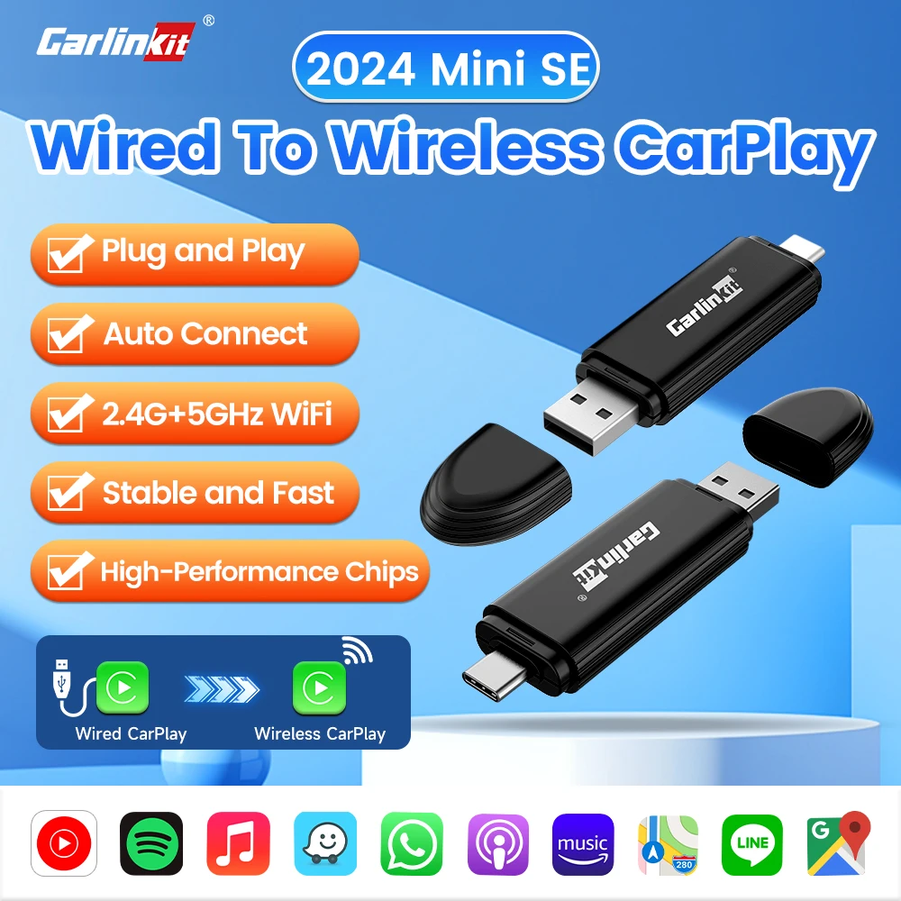CarlinKit MINI SE Беспроводной адаптер CarPlay для iPhone Преобразование проводного в