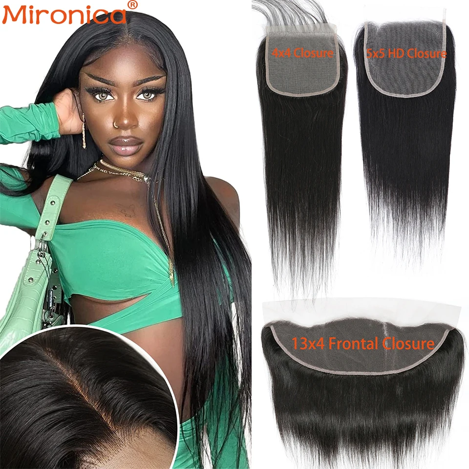 

Mironica Straight Lace Closure 5x5 6x6 HD Lace Closure 13X4 Lace Frontal Closure Brazilian Human Hair 4x4 Lace Closure 8-24inch
