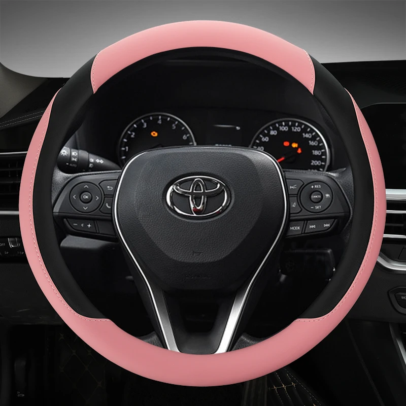 Car Steering Wheel Cover Nape Leather 38cm For Toyota Corolla CH-R Avalon Camry Rav4 Auris Prius Yalis Avensis Auto Accessories