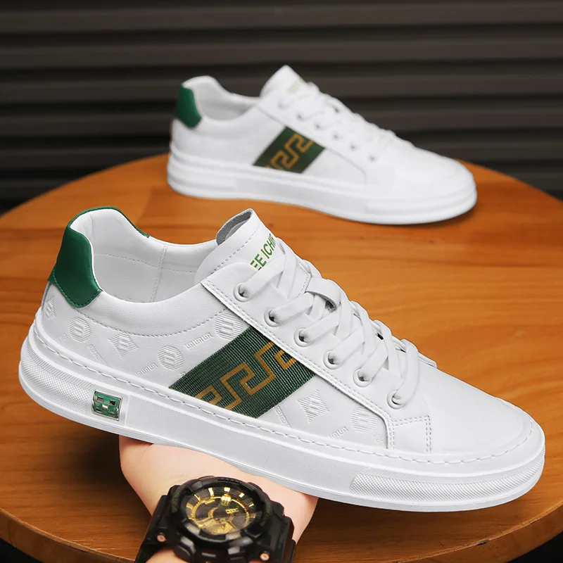 

Маленькие белые мужские туфли, новинка весны и осени, повседневные модные кожаные туфли, мужские туфли для скейтборда