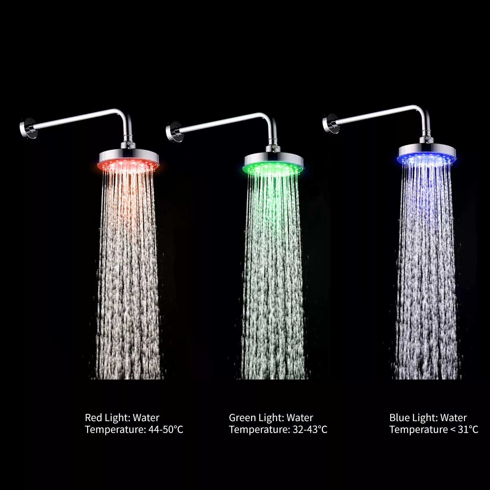 

NEW IN 6 Inch LED Shower Head High Pressure Showerhead Bathroom Shower Head with Polished Chrome Bath Rain Shower Head Replaceme