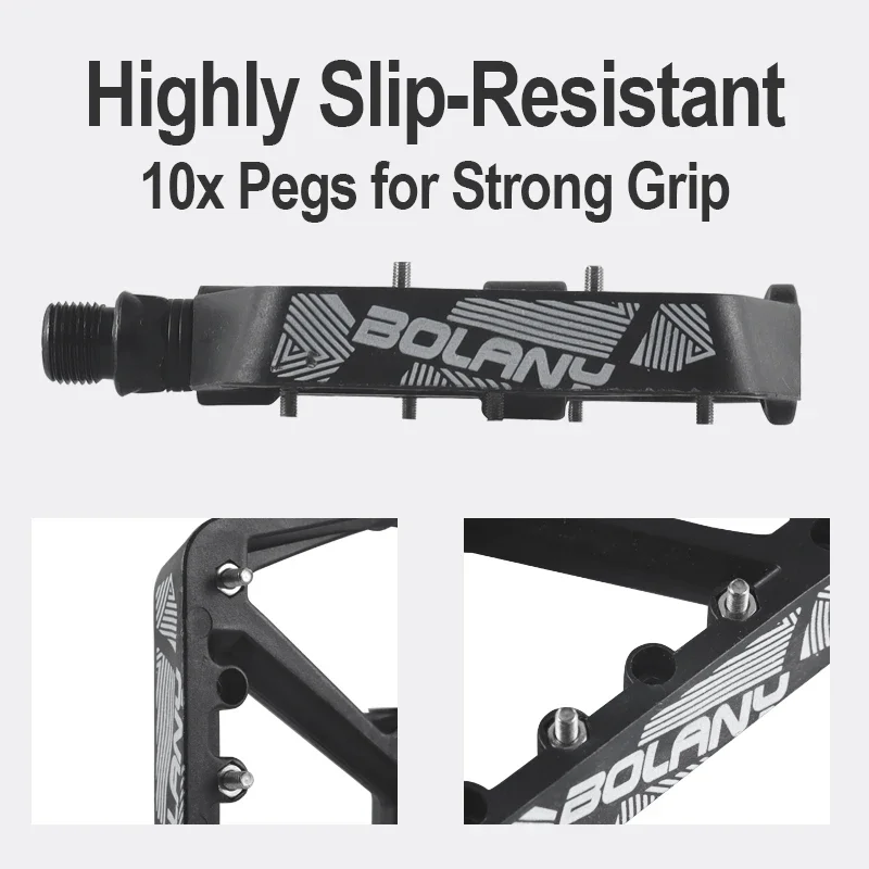 Велосипедные педали BOLANY Нескользящие нейлоновые с подшипником 10 колышек