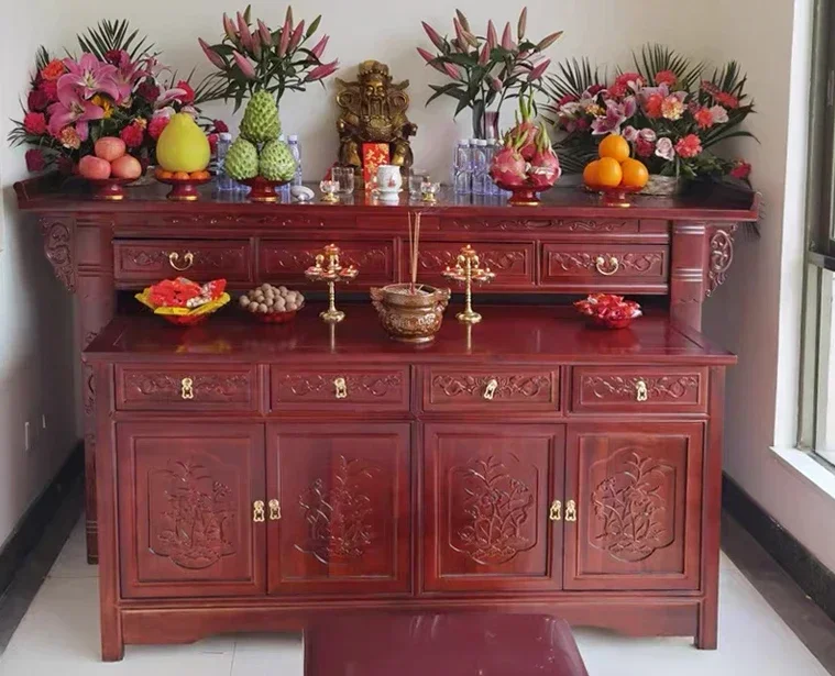 Вывтар из цельного дерева стол для курильницы шкаф алтаря предметы интерьера