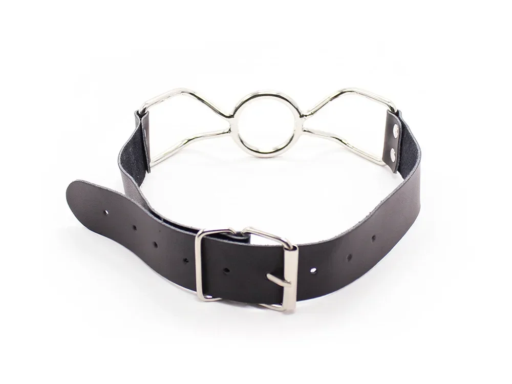 Секс-товары из натуральной кожи бондаж флирт кляп с открытым ртом удерживающий