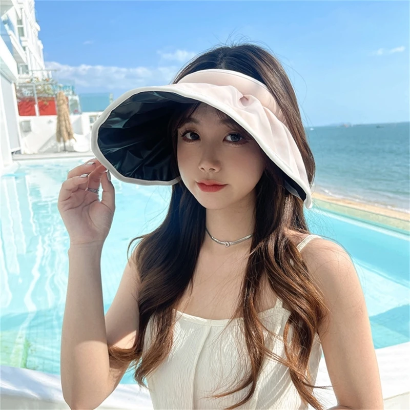 

Women SunHat Foldable Ponytail Hole Women Visors Hat Summer Visors Hat NEW