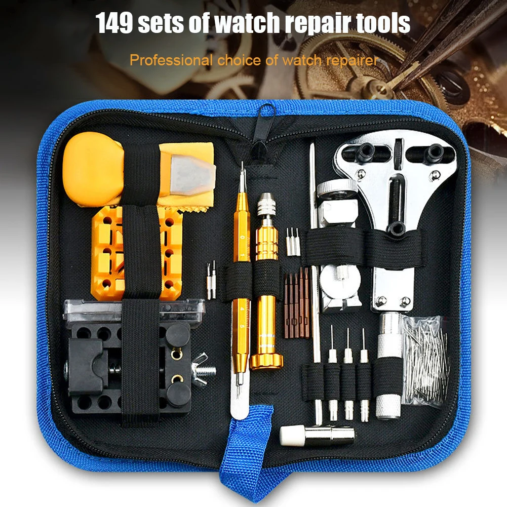

149Pcs Watch Link Pin Remover Case Opener Watchmaker Watch Case Repairing Opener Band Link Leather Storage Bag Kit
