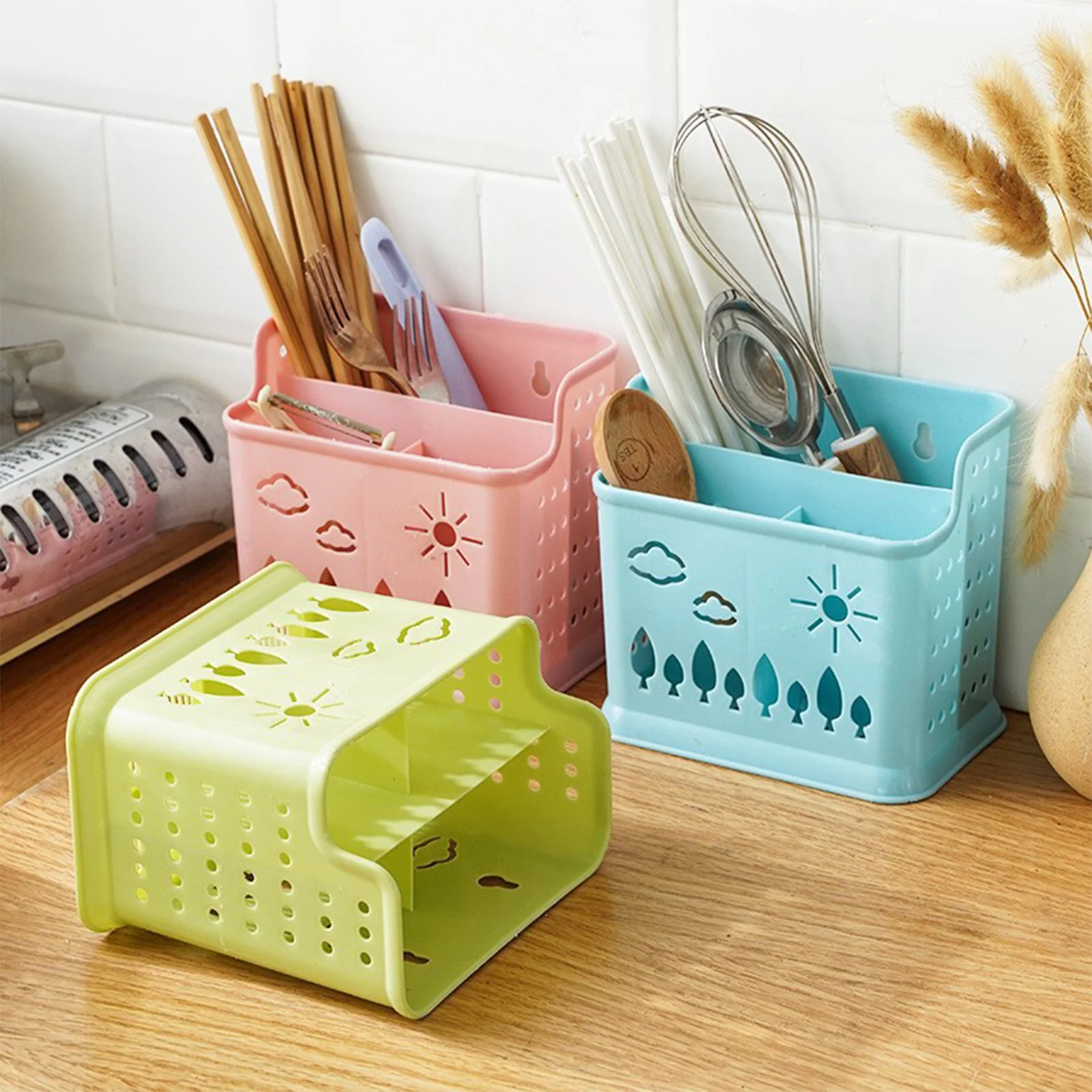 

Plastic Draining Chopstick Holder Space Saving Easy Cleaning Holder for Holding Dinner Servert Tools Chopstick Storage Rack