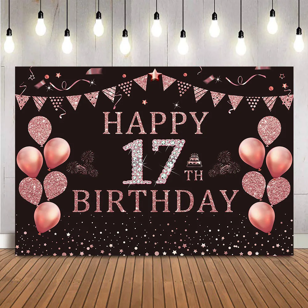 Фон для фотографирования с надписью «Happy 17th Birthday»