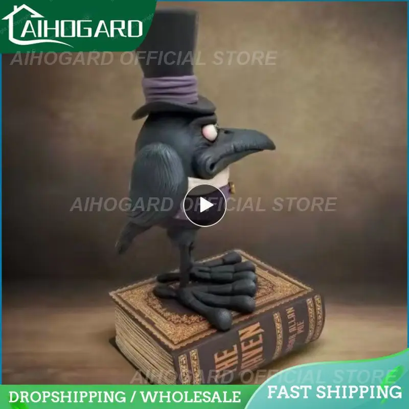

Halloween Decorations Handmade Crow Sculpture Resin Decorations Halloween Desktop Ornaments Garden Decoration Gardening Statues