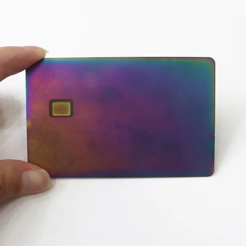 

customed design 4442 Debit Card with Chip Slot Magnetic Strip Blank Rainbow Mirror Rainbow Color NFC Metal Credit Card ATM VISA