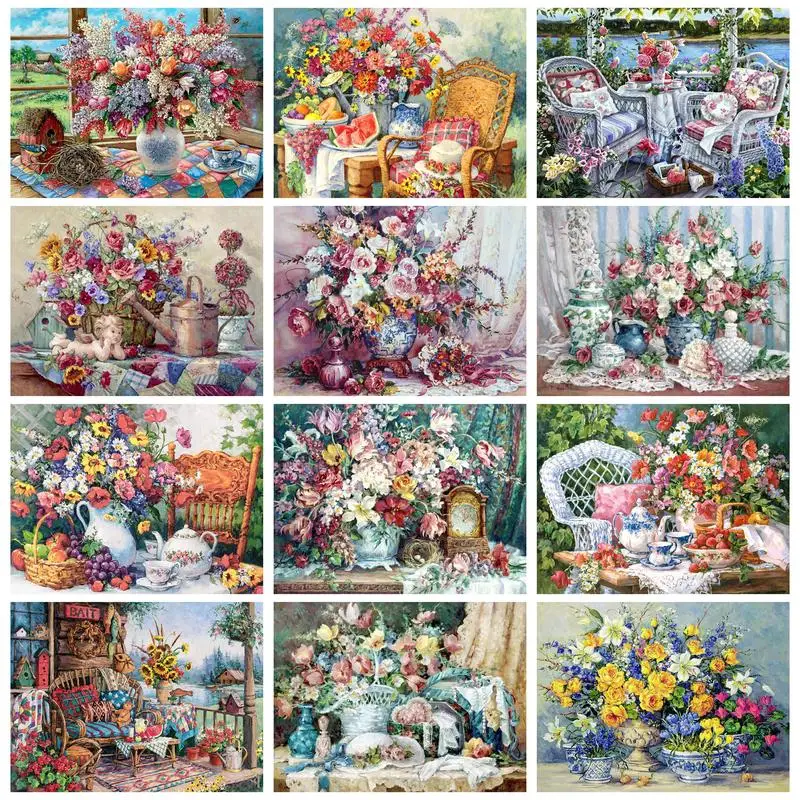 

Классическая картина по номерам RUOPOTY, картина ручной работы, Рисование цветов, поделки «сделай сам» на холсте, подарок для взрослых, искусст...