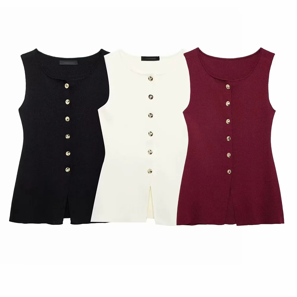 PB&ampZA Женский жилет с золотыми пуговицами и плоской иглой винтажный без рукавов