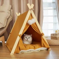tent dismantled and washed in winter closed indoor wooden pet cat nest