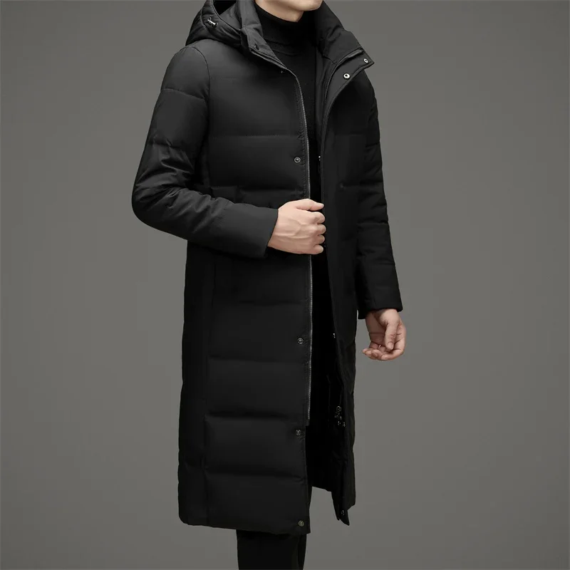 Мужской зимний пуховик длинный утиный пух Мужская Легкая Дизайнерская одежда с