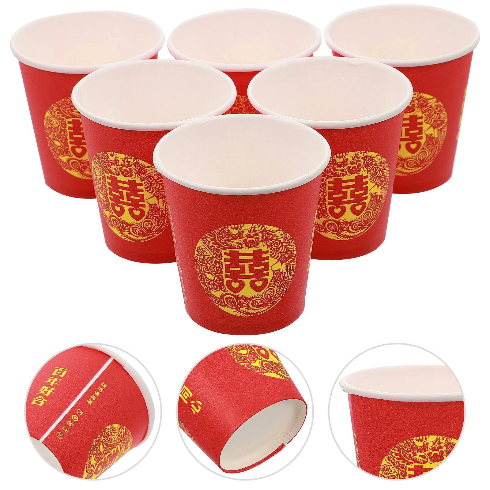 

China Disposable Beverage Cups Wedding Party Teacups Thicken Paper Single-use Festive Tableware Juice