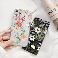 cute floral shading clear phone cases for iphone xr x xs max 13 12 11 pro max mini 7 8 plus se 2020 transparent shell back cover