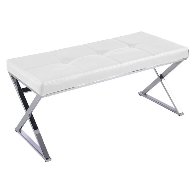 

Herald Modern and Contemporary Stainless Steel and Faux Leather Upholstered Rectangle Bench, Multiple Colors