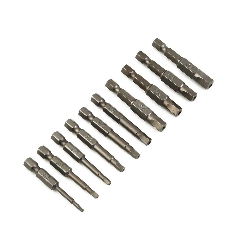

10pcs 50mm Pentagonal Screwdriver Bit 1/4Inch Hex Shank Magnetic Screw Driver 2.15-7.35mm Bits Multi-function Hand Tools