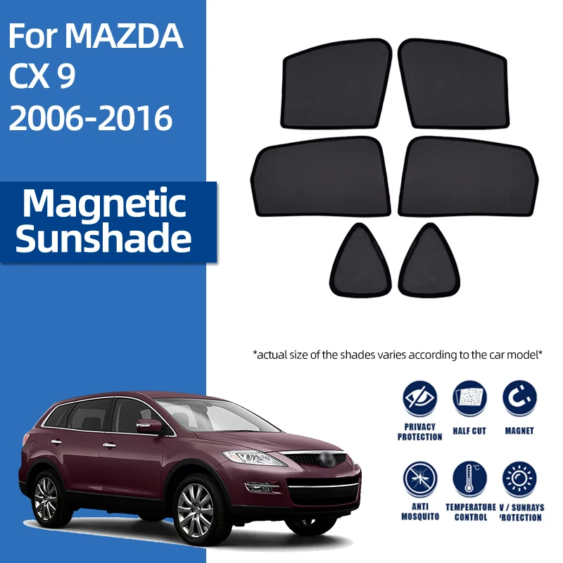 

For Mazda CX-9 CX9 2006-2016 Magnetic Car Sunshade Front Windshield Mesh Frame Curtain Rear Side Window Sun Shades Shield CX 9