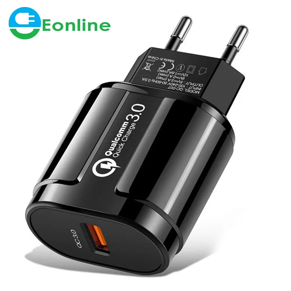 

India EU UK Fast USB Charger Quick Charge 3.0 QC 3.0 2.0 For iPhone Xiaomi for Huawei Samsung Mobile Phone Travel Wall charger