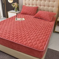 high quality short plush thicken quilted mattress cover anit mites soft warm quilted mattress topper not including pillowcase