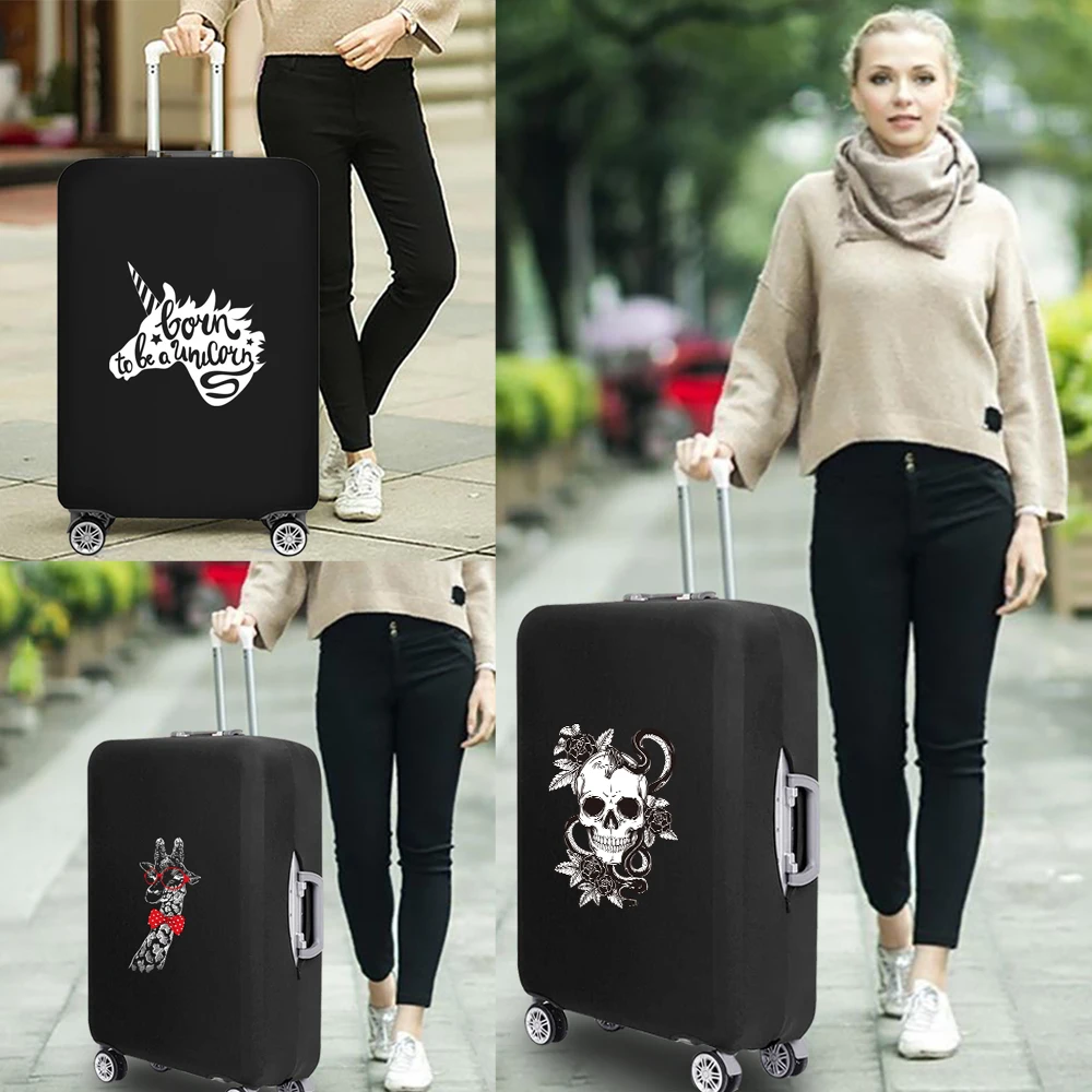 

White Picture Print Luggage Cover Travel Accessories Elastic Anti Dust Suitcase Cover Unisex Trolley Case Covers for Travelling