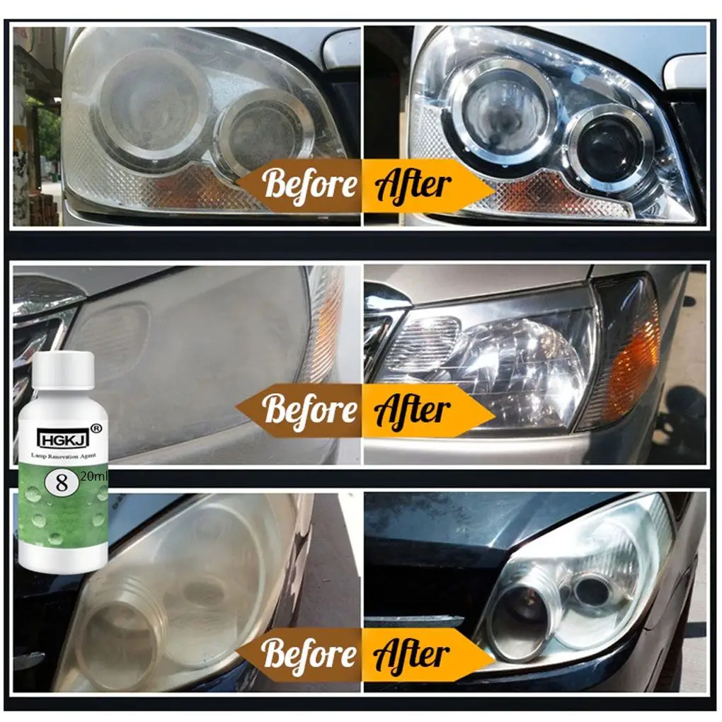 

HGKJ-8 Car Headlight Headlamp Cleaner Renewer Renovation Scratch Repair Lens Side Mirror Polish 20ml
