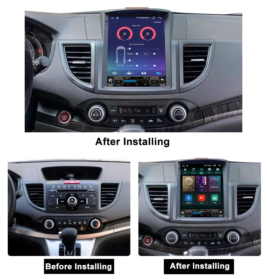 NaviFly для Honda CRV CR-V 4 RM RE 2011-2015 Tesla style screen Android Car Radio Multimedia Video Player GPS навигация |