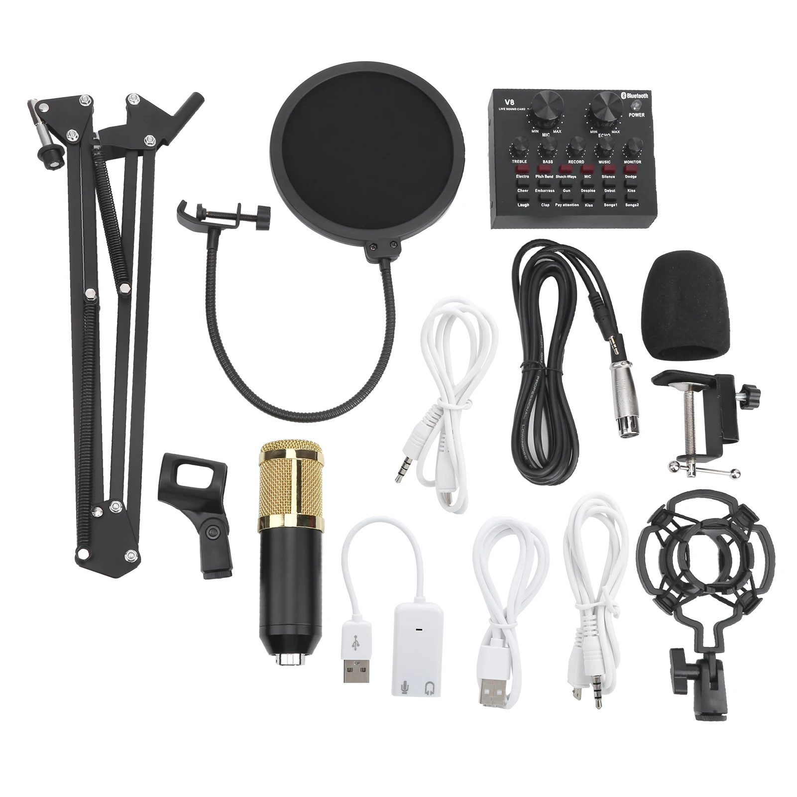

BM800 Condenser Microphone Studio Recording Kits with Adjustable Stand for V8 Sound Card bm800 bm800