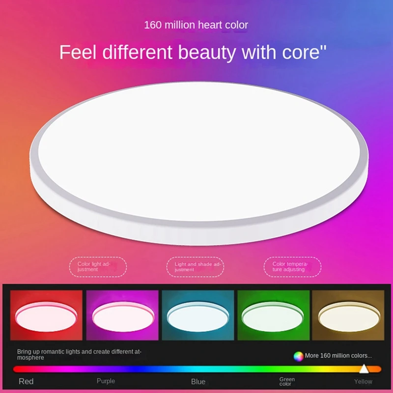 

12 Inch 24W RGBCW Full Color Ceiling Light 3000K-6500K Dimming Color Matching Bluetooth Voice Ceiling Light