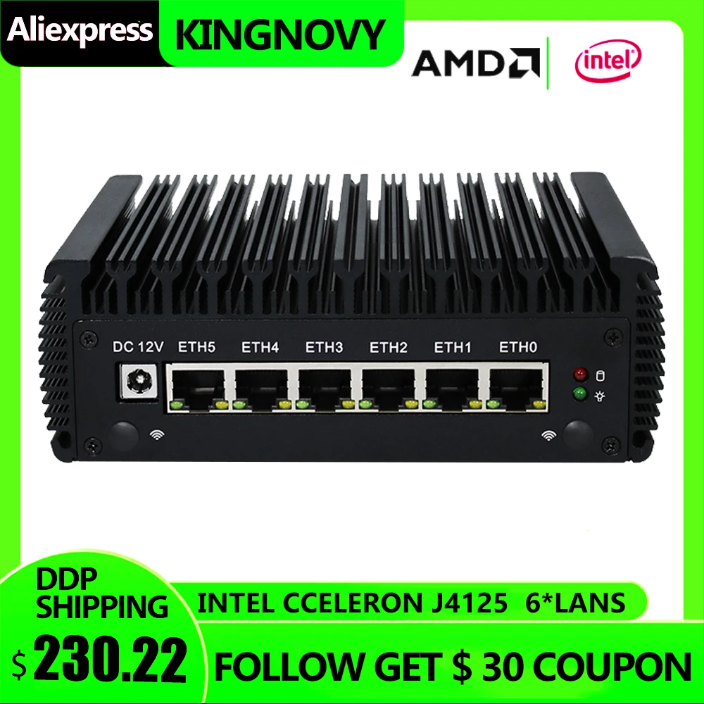 Брандмауэр OPNsense VPN сетевая безопасность Micro Appliance роутер ПК Intel Celeron J4125 AES-NI/6 i225 2 5G