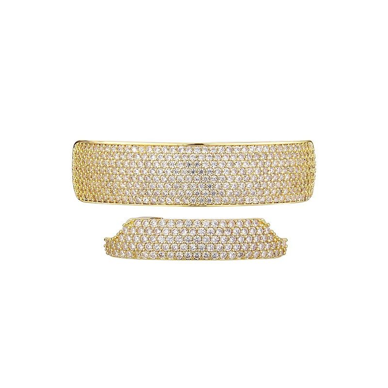 Хип-хоп 3A + CZ Циркон Bling Iced Out Верхняя Нижняя Толстые Зубы Grillz Золото Серебро Цвет