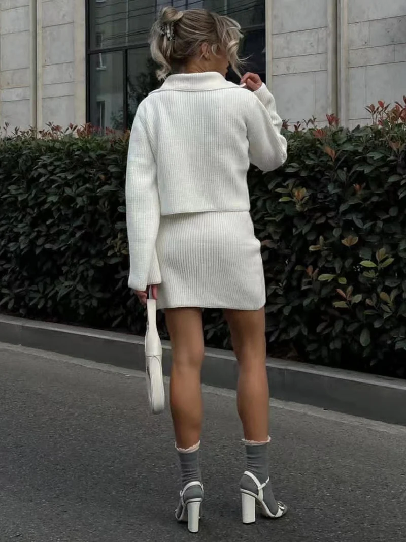 Женский вязаный кардиган и юбка DGLUKE