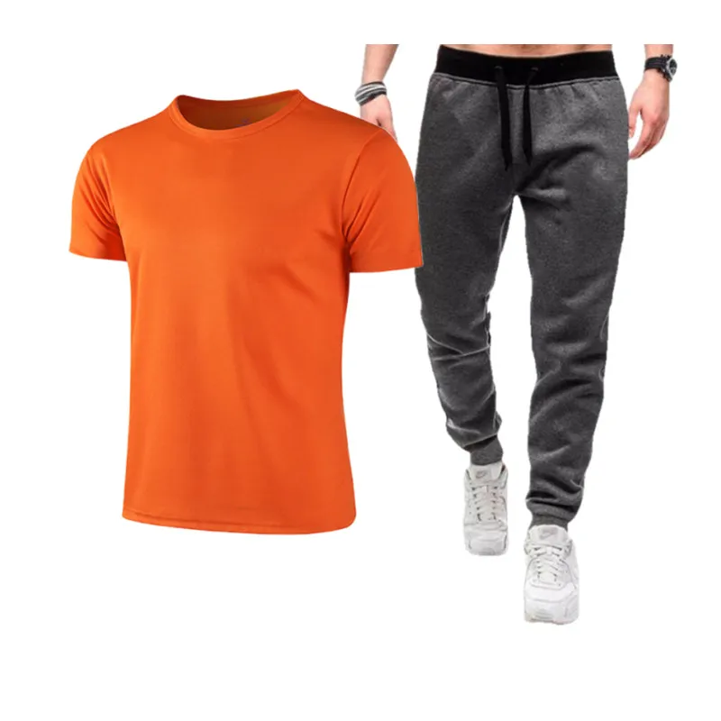 2023 summer new men's short-sleeved suit men's high-quality cotton short-sleeved + thin casual pants 2-piece suit men's casual s