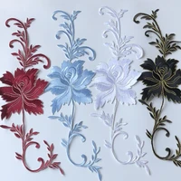 1pcs long flower patch white wine black blue embroidery applique iron on dress clothing stick accessory diy 4614cm long patches