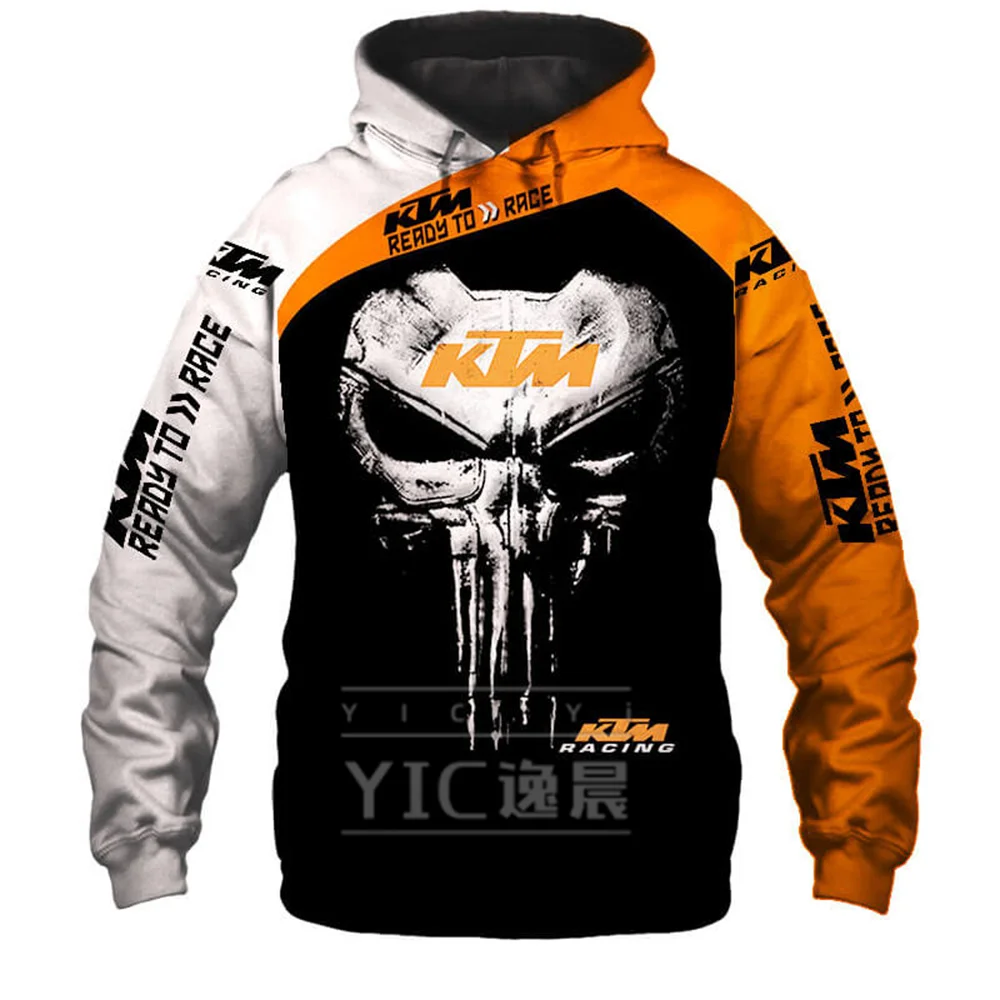 Primavera e outono novo punisher K-T-M motocicleta corrida moletom dos homens 3d impressão digital zip hoodie moda casual jaquet