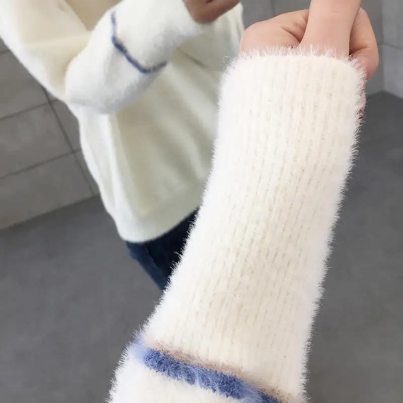 Новый модный женский кашемировый свитер с имитацией норки осенне-зимний