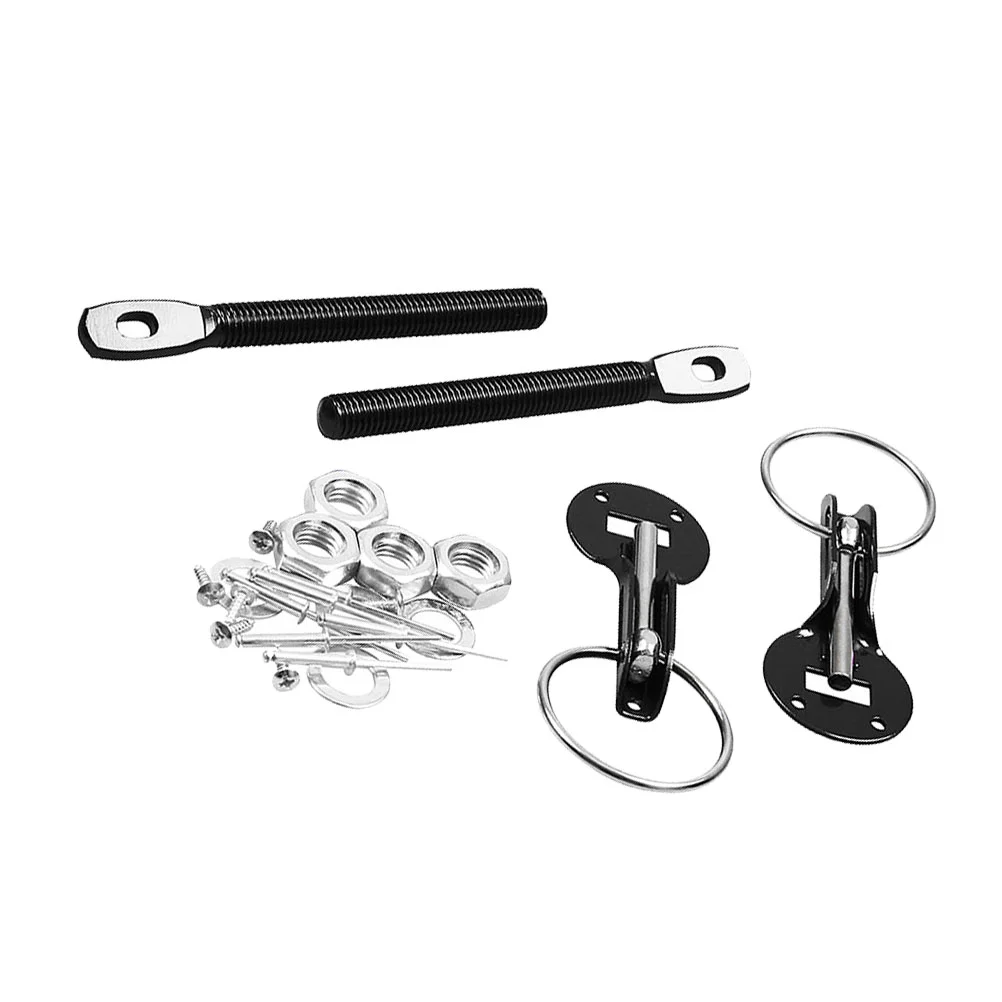 

Pulling Type Bonnet Lock Kit Aluminum Alloy Universal Engine Hood Lock Car Modification Supplies (Black) Closures
