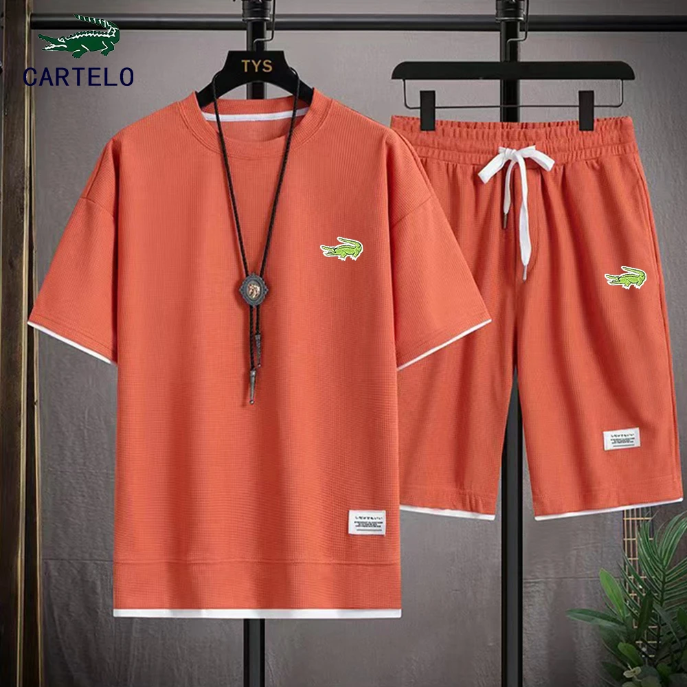 Cartelo Mens Summer Fashion 2 Piece Outfit Clothing Jogger Shorts T Shirt Homme Tracksuit Short Sets Sports Suit Clothes for Men