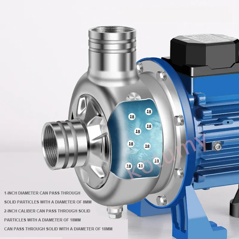 Водяной насос 1100 Вт/750 Вт Полуоткрытая крыльчатка Центробежный из нержавеющей