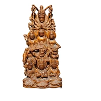 6 exorcism carved wood buddha statue wooden boxwood carving home decor room art