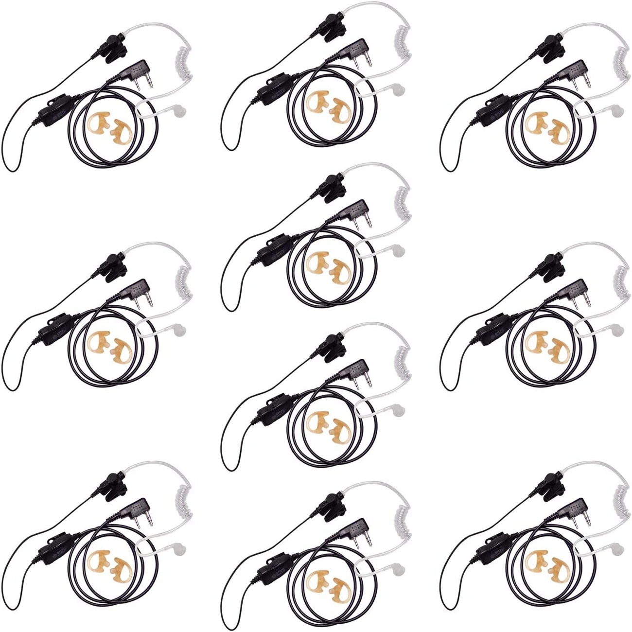 Premium Noise Cancelling Earpiece with In-line PTT & Microphone with Clear Acoustic Coil Tube for BaoFeng, BTECH, Kenwood Radios