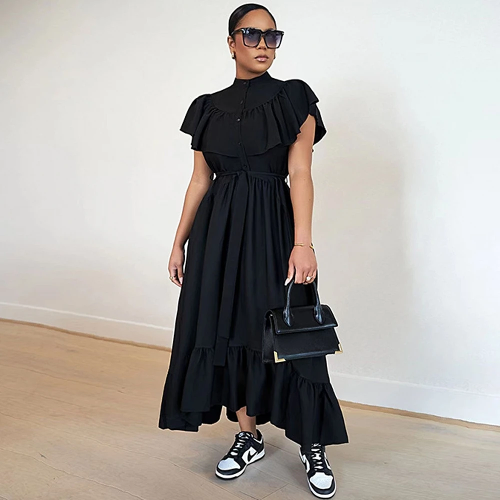 

Черные африканские платья для женщин, элегантные мусульманские модные платья Дашики, халат, кафтан, длинное платье, Турецкая Африка, новинка 2023