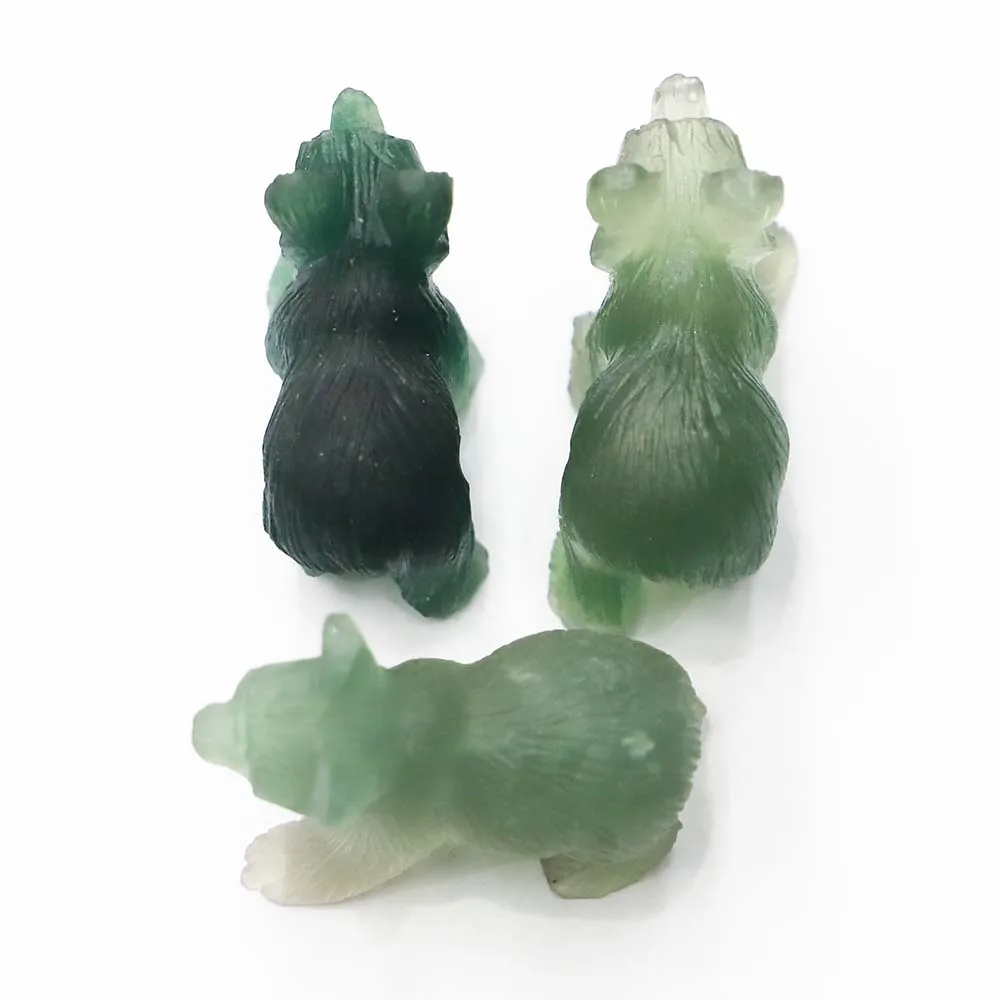 Natural Fluorite Carved Bear Ornaments Animals Stone Reiki Polished Craft Small Decoration Home Decor Exquisite Present Souvenir