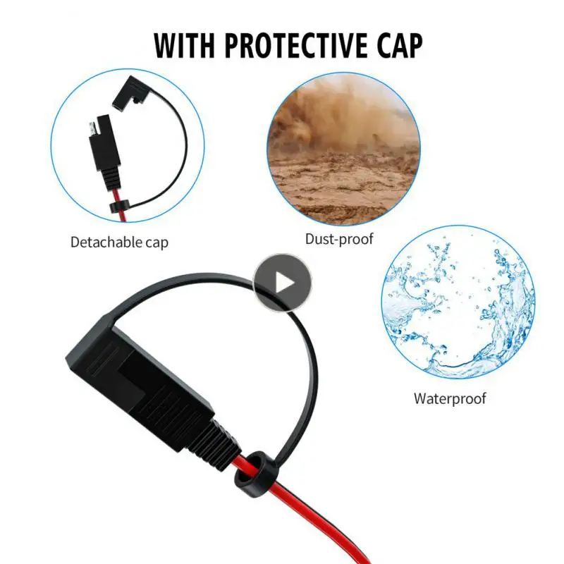 

1.4m Waterproof Sae To O-type Terminal Power Cord Dustproof O-type Terminal Connection Line Universal Car Accessories
