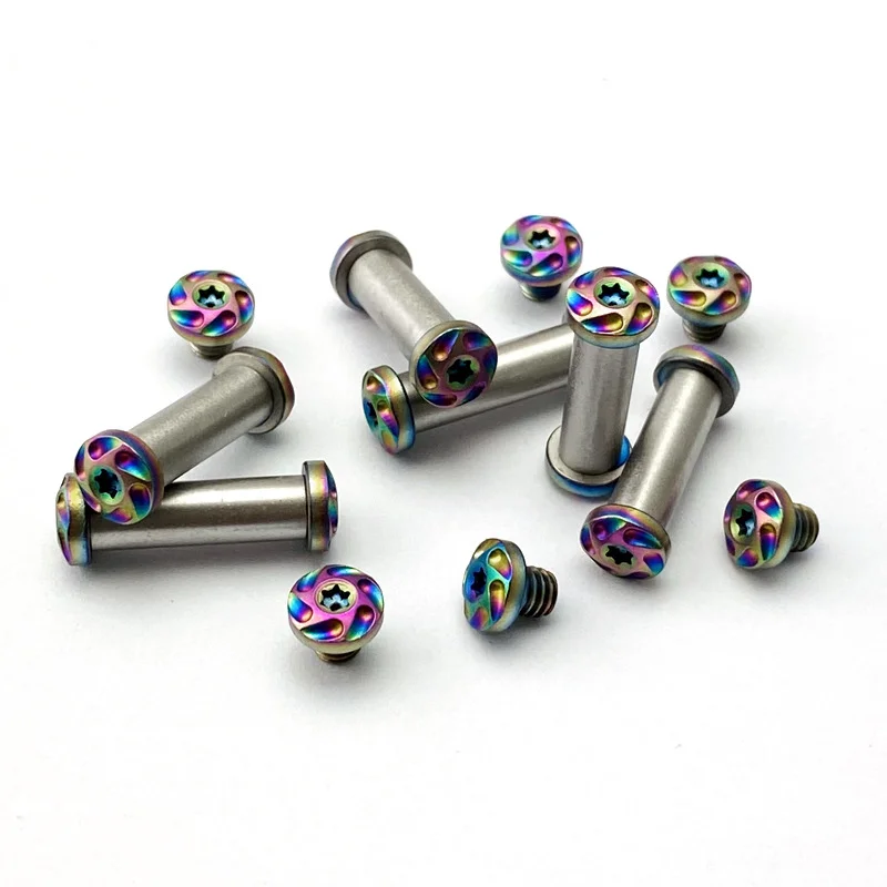 5 Sets Stainless Steel Colorful T8 Torx M4 Knife Handle Lock Rivets Folding Knives Spindle Screws Nail DIY Make Accessories Part