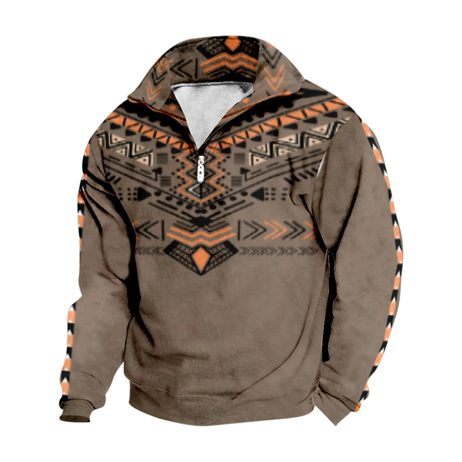 

Geometric Graphic Hoodies Men'S Sweatshirt Hoody Baggy Vintage Pullovers Zipper Stand-Collar Outdoor Casual Jumper Sudaderas